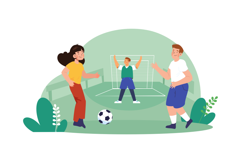 animation of people playing football together